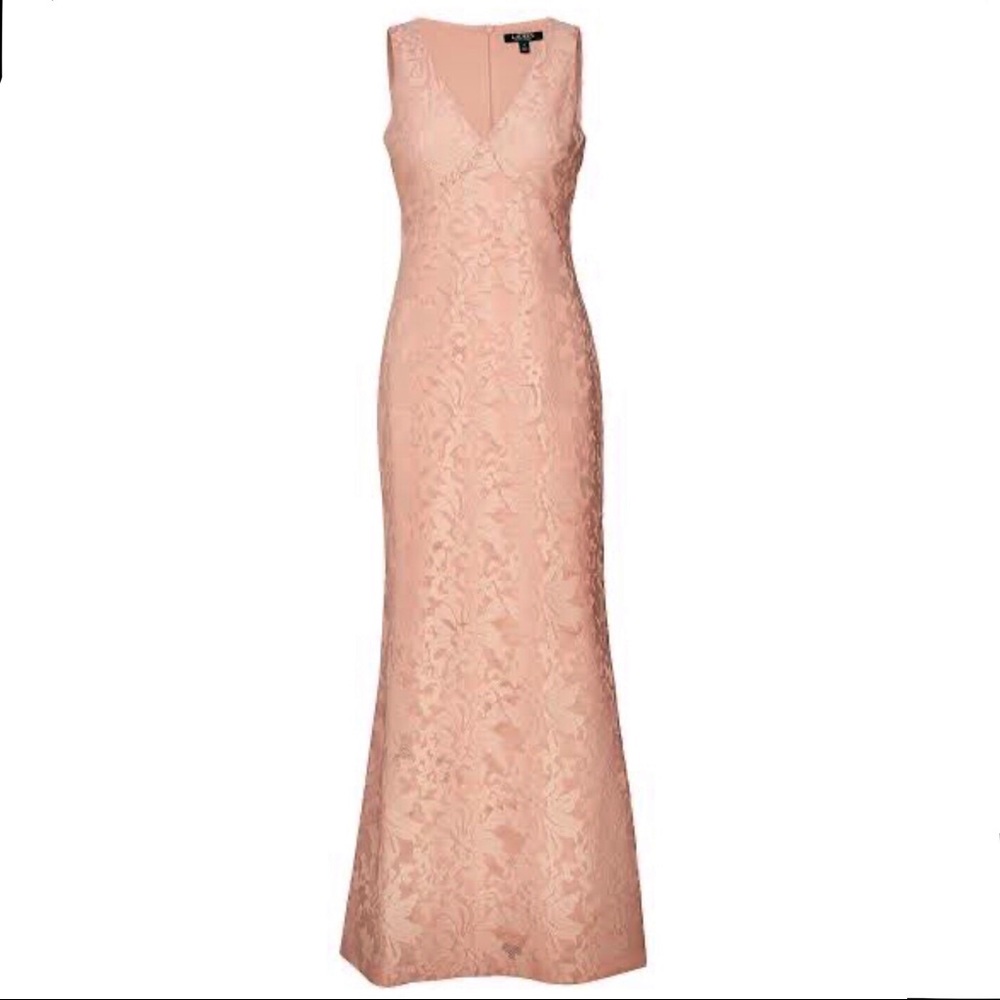 Lauren Ralph Lauren Blush Pink Lace Maxi Dress